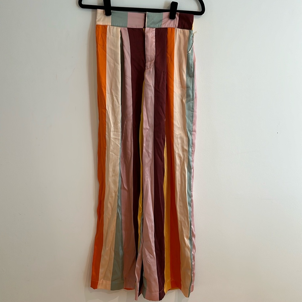 NWT Mixed Vertical Stripe Print Wide Leg Pants - Fe Noel x Target Orange/Brown
